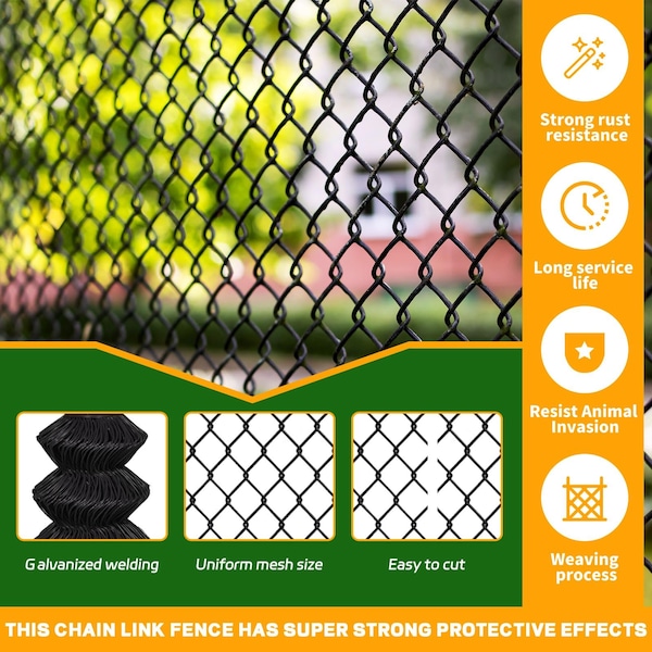 Edendirect Heavy-Duty 6 ft. x 50 ft. Galvanized Steel Chain Link Fence for Garden, Ranch & Security Protection - ED-X0043YVOAP