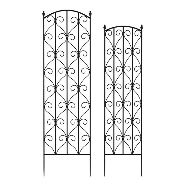 Pure Garden Metal Panels with Decorative Scrolls Garden Trellis Black - Set of 2 - 50-LG5082