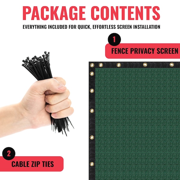 Sealtech Ultra Heavy Duty 200 GSM Privacy Fence Green5X50 NonRecycled Polyethylene Cable Zip Ties - ST-203-5X50