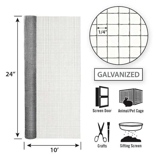 Garden Zone Garden Craft 24 in. H X 10 ft. L Galvanized Steel Hardware Cloth 1/4 in. - 122410