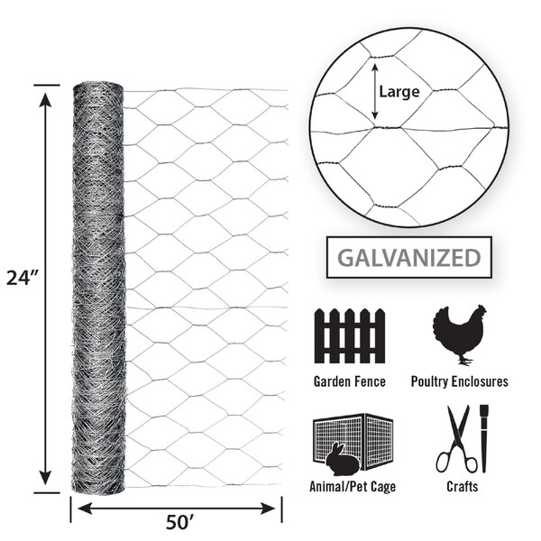 Garden Zone Garden Craft 36 in. H X 50 ft. L Galvanized Steel Poultry Netting 2 in. - 183650