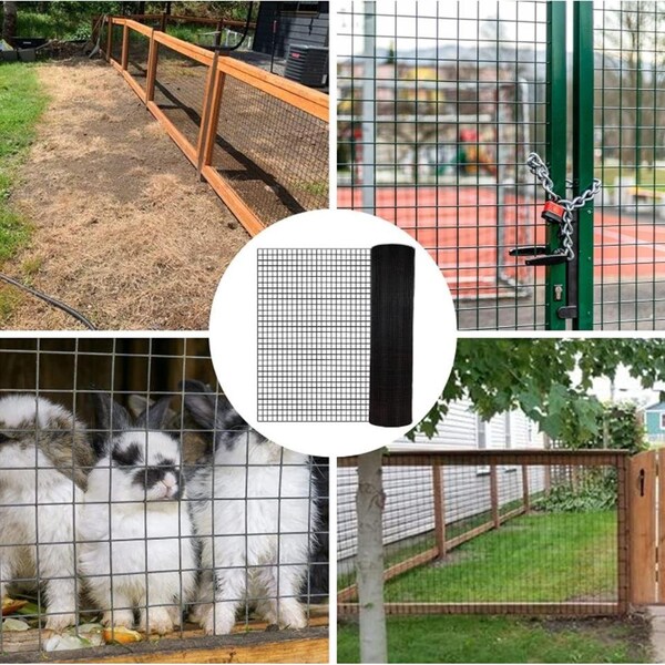 Edendirect 4 ft. x 50 ft. 19-Gauge Black Vinyl Coated Welded Wire Fence - ED-W2286P160459