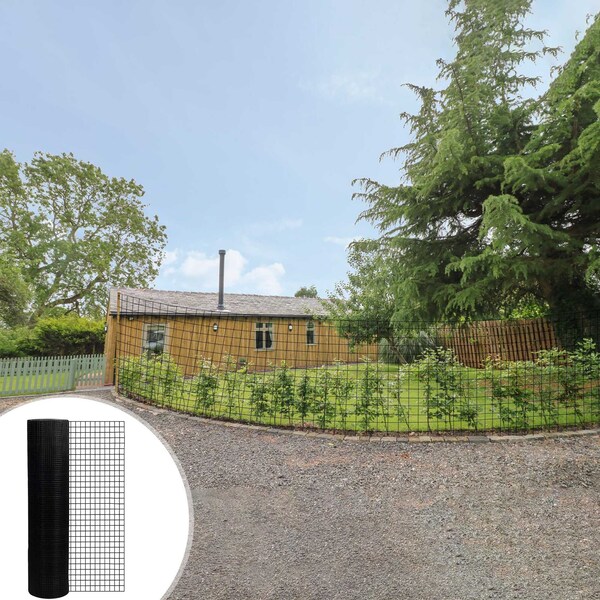 Edendirect 4 ft. x 50 ft. 19-Gauge Black Vinyl Coated Welded Wire Fence - ED-W2286P160459