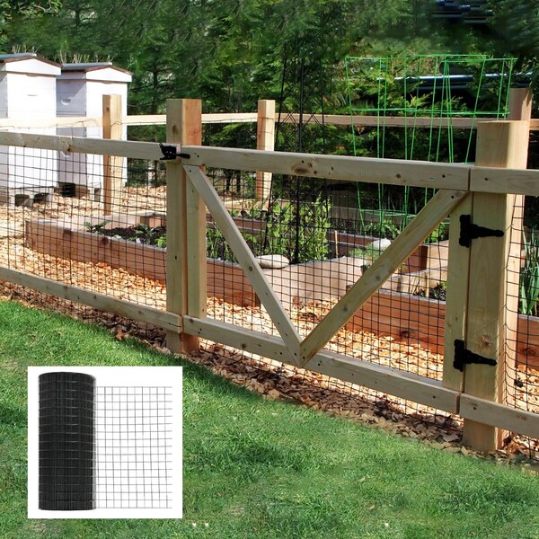 Edendirect 4 ft. x 50 ft. 19-Gauge Black Vinyl Coated Welded Wire Fence - ED-W2286P160459