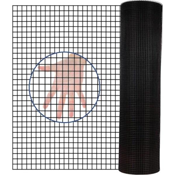 Edendirect 4 ft. x 50 ft. 19-Gauge Black Vinyl Coated Welded Wire Fence - ED-W2286P160459