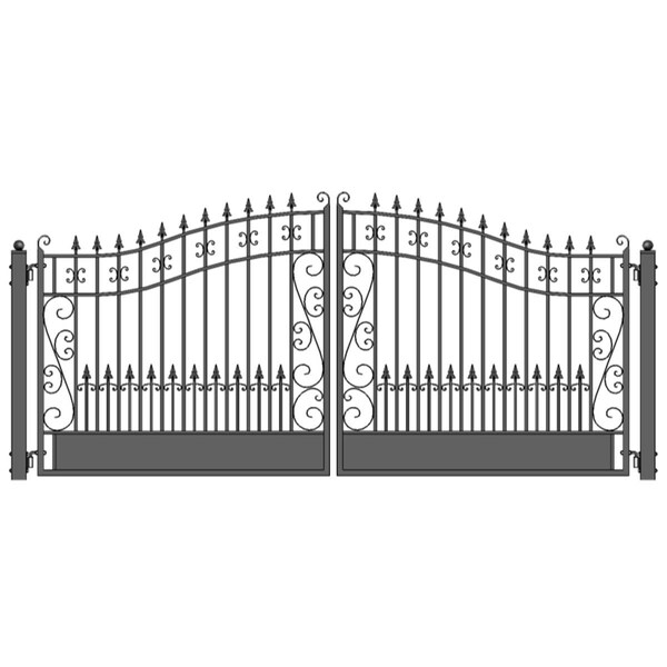 Tepee Supplies 18 ft. Venice Style Iron Wrought Dual Swing Driveway Gate - TE3309826