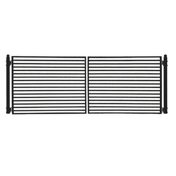 Tepee Supplies 14 ft. Milan Style Dual Swing Steel Driveway Gate, Black - TE2751923