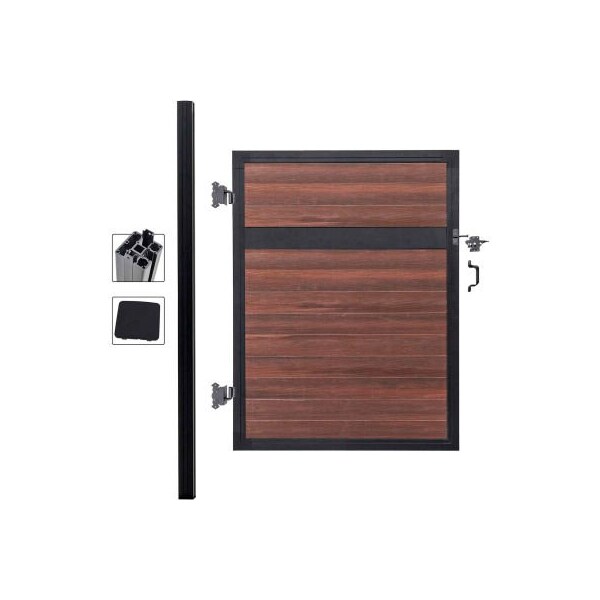 Jewett Cameron Companies Estate 4'W x 6'H Black Rose Aluminum/Composite Adjustable Single Fence Gate Kit - IN GROUND ONLY - EF ET1226