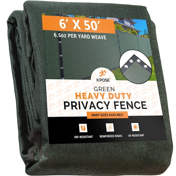 Xpose Safety Green Privacy Screen Fence - 6' x 50' - PS-650G-X