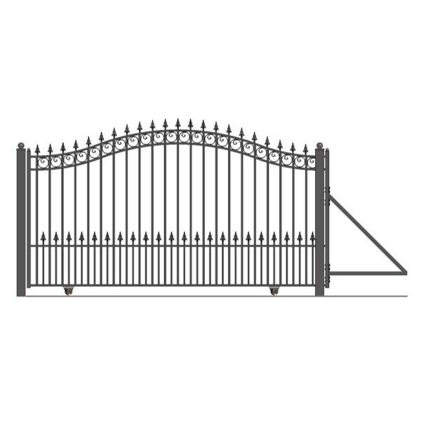 Tepee Supplies 12 ft. Prague Style Iron Single Slide Driveway Gate - TE3287359