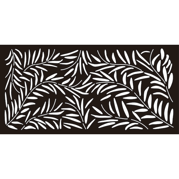 Highlanderhome LaserCut Metal Privacy Fence, WeepingWillow, Black, 48"x72"/Set - WEEPINGWILLOW_BLACK_3PCCOMBO