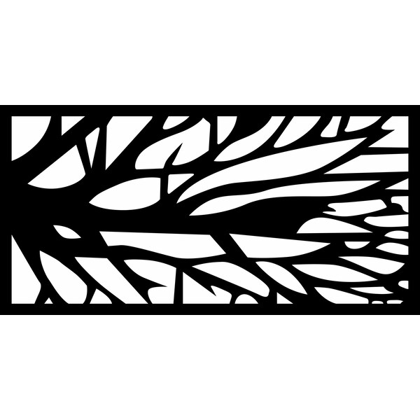 Highlanderhome LaserCut Metal Privacy Fence, TreeInOne, Black, 48"x72"/Set - TREEINONE_BLACK_3PCCOMBO