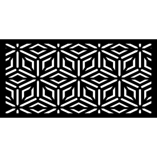 Highlanderhome LaserCut Metal Privacy Fence, Diamond, Black, 48"x72"/Set - DIAMOND_BLACK_3PCCOMBO