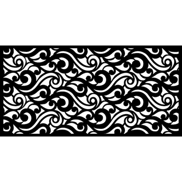 Highlanderhome LaserCut Metal Privacy Fence, WaveCurve, Black, 48"x72"/Set - WAVECURVE_BLACK_3PCCOMBO