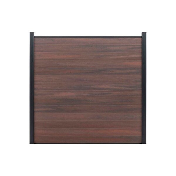 Jewett Cameron Companies Full Composite 6'W x 6'H Black Rose Aluminum/Composite Horizontal Fence Starter Section- IN GROUND - EF UG2226