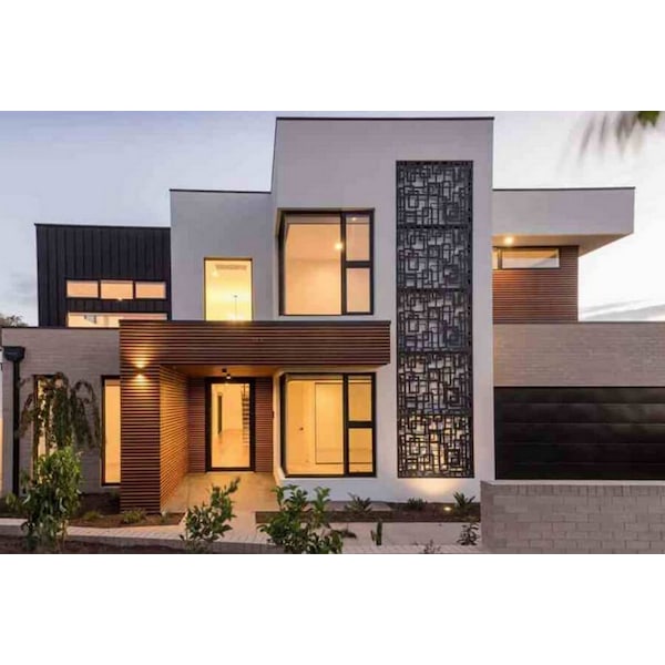 Highlanderhome LaserCut Metal Privacy Fence, TreeLeaves, Black, 48"x72"/Set - TREELEAVES_BLACK_3PCCOMBO