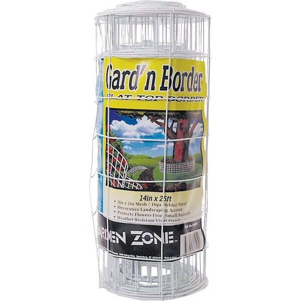 Jackson Wire Flower Fence, 25 ft L, 14 in H, Galvanized Steel, White - 13015331