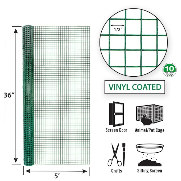 Garden Zone Garden Craft 36 in. H X 5 ft. L Steel Hardware Cloth 1/2 in. - 273605