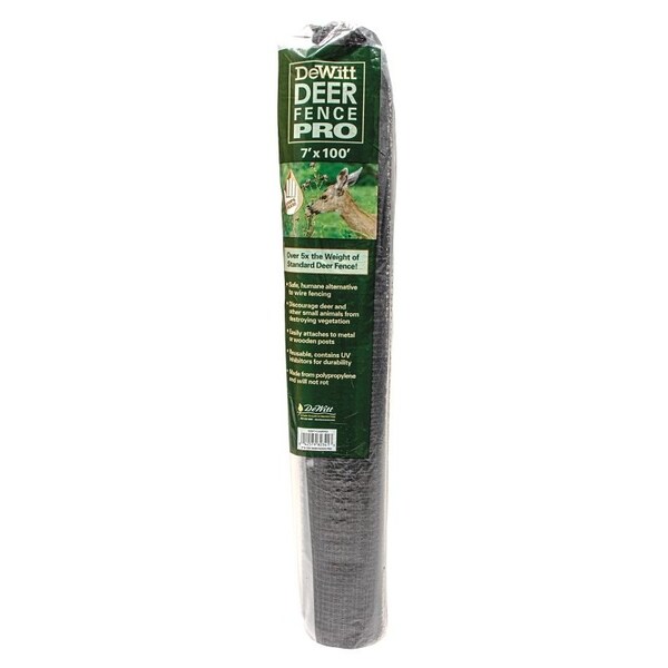 Dewitt Deer Fence, 100 ft L, 7 ft H, Square Mesh, 3/4 in Mesh, Polypropylene, Black - DDF7100PRO