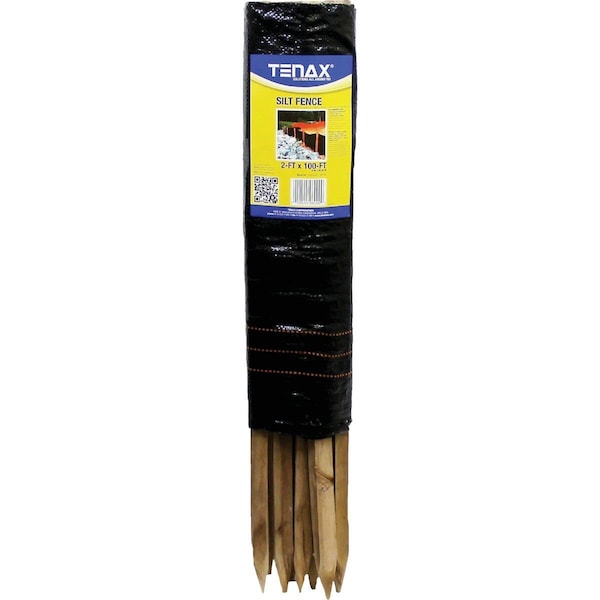 Tenax 2 Ft. H. x 100 Ft. L. Preassembled Black Woven Geotextile Silt Fence - 31900500