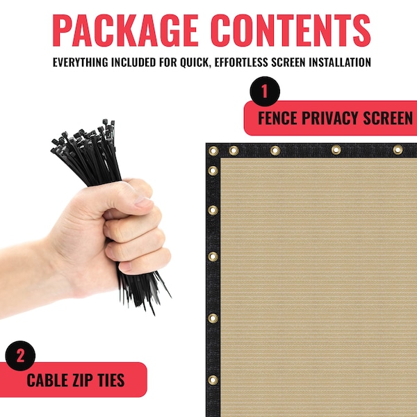 Sealtech Ultra Heavy Duty 200 GSM Privacy Fence Beige8X50 NonRecycled Polyethylene Cable Zip Ties - ST-205-8X50