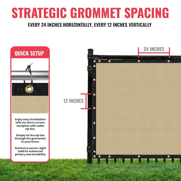 Sealtech Ultra Heavy Duty 200 GSM Privacy Fence Beige8X50 NonRecycled Polyethylene Cable Zip Ties - ST-205-8X50