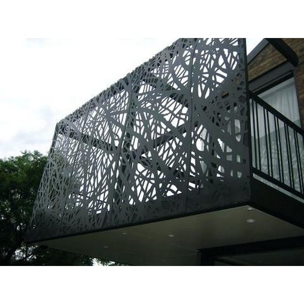 Highlanderhome LaserCut Metal Privacy Fence, HoneyComb, Black, 24" x 48"/pc - HONEYCOMB_BLACK_1PC
