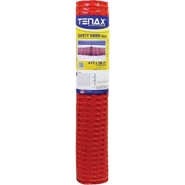 Tenax Saf-T-Sno 4 Ft. H. x 100 Ft. L. Polyethylene Snow Safety Fence, Orange - 90600104
