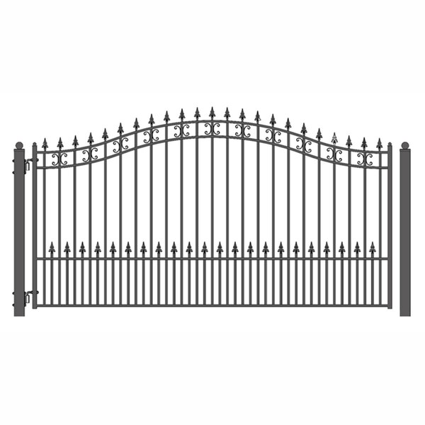 Tepee Supplies DG12STPSSW St.Louis Style Single Swing Iron Driveway Gate 12' - TE3311574