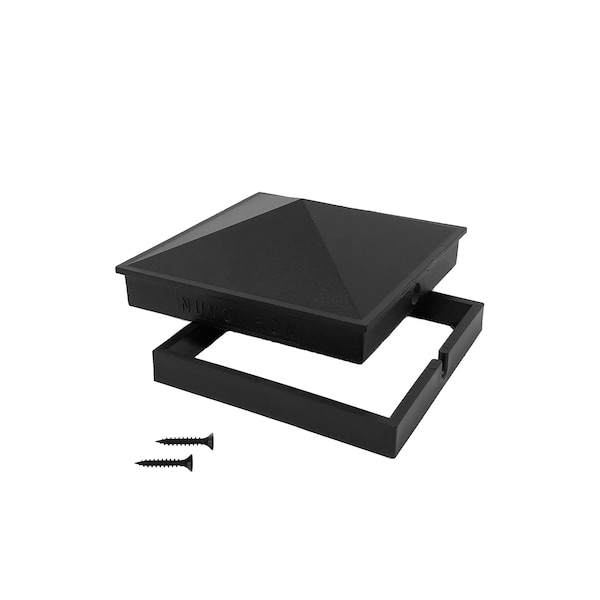 Nuvo Iron 5in x 5in BLACK ALUMINUM ORNAMENTAL PYRAMID POST CAP - PCP13
