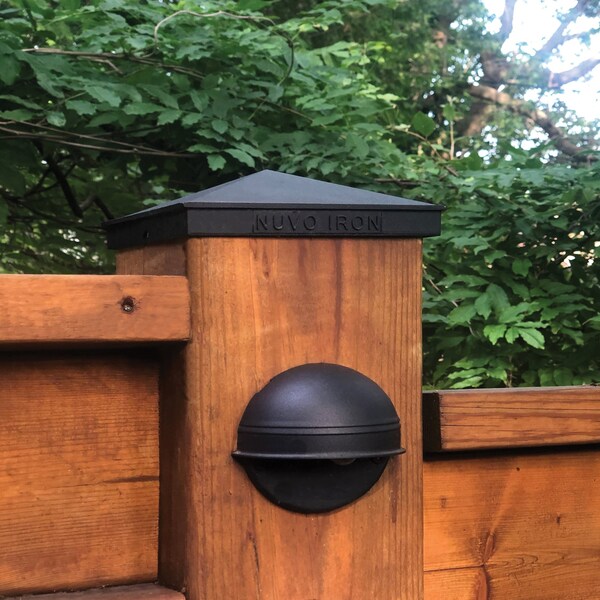 Nuvo Iron 4in x 4in BLACK ALUMINUM ORNAMENTAL PYRAMID POST CAP - PCP02