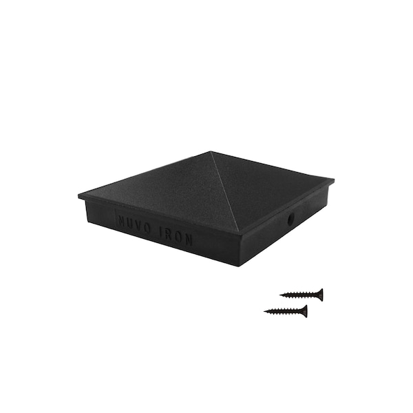 Nuvo Iron 4in x 4in BLACK ALUMINUM ORNAMENTAL PYRAMID POST CAP - PCP02