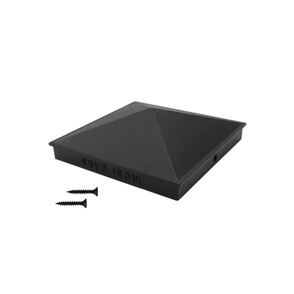 Nuvo Iron 6in x 6in BLACK ALUMINUM ORNAMENTAL PYRAMID POST CAP - PCP14