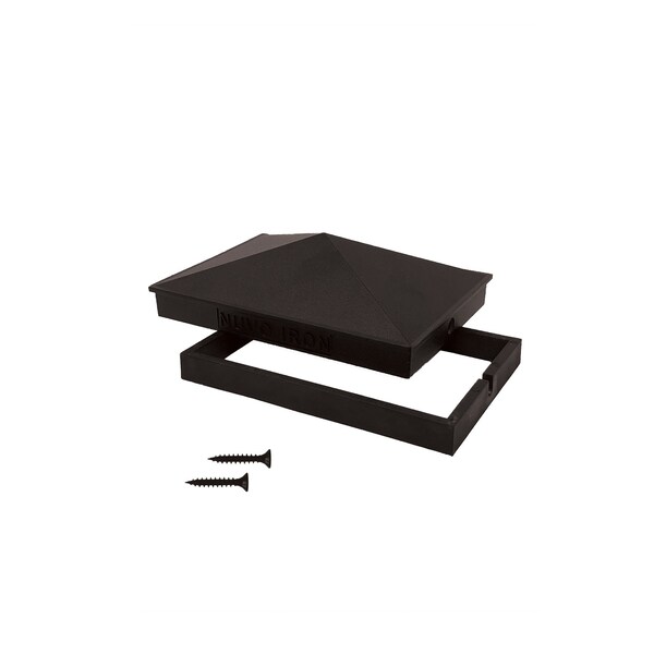 Nuvo Iron 4in x 6in BLACK ALUMINUM ORNAMENTAL PYRAMID POST CAP - PCP09