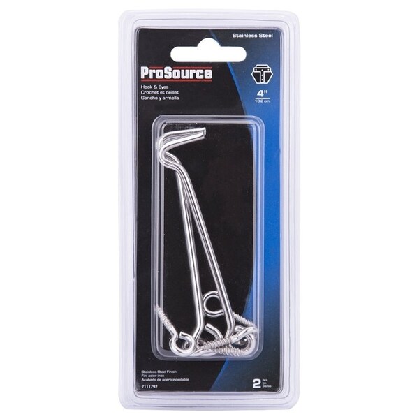Prosource Gate Hook and Eye, 5/32 in Dia Wire, 4 in L, Stainless Steel - LR-440S-PS