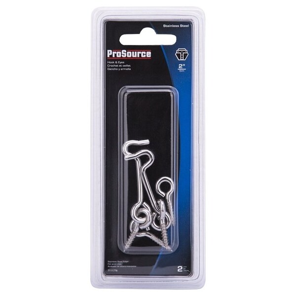 Prosource Gate Hook and Eye, 1/8 in Dia Wire, 2 in L, Stainless Steel - LR-407S-PS