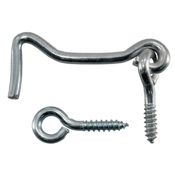 Midwest Fastener 5/32" x 2" Zinc Plated Steel Gate Hooks & Eyes 15PK - 60483