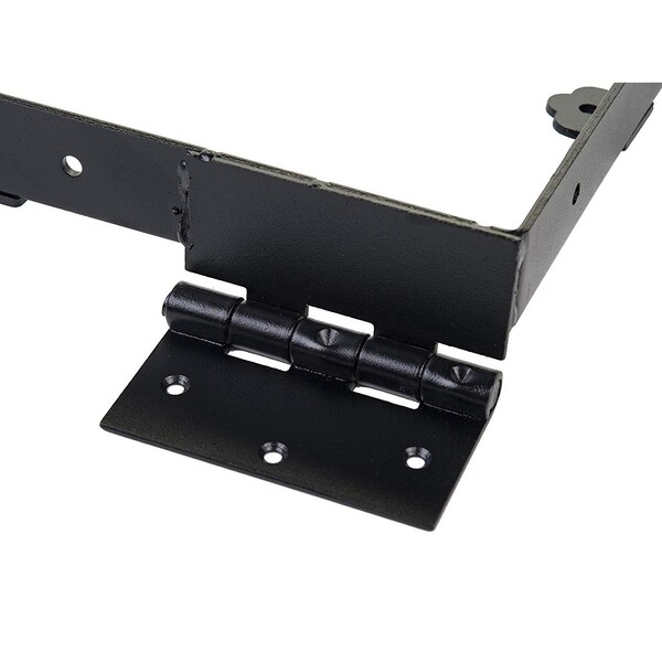 Nuvo Iron BLACK GALVANIZED STEEL GATE CORNER FRAME BRACE AND HINGE KIT - GCBHK01