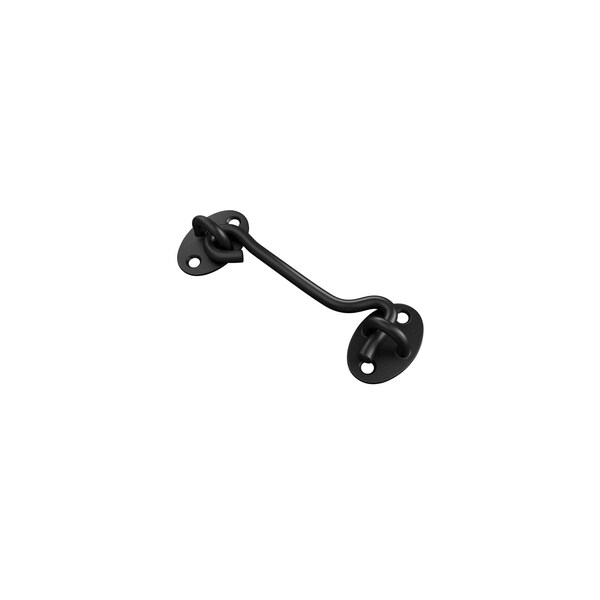 Nuvo Iron Black Heavy Duty 4in x1.6in x 0.7in Rustic Hook and Eye Latch, in color bag - HEL4BLKB-MP24