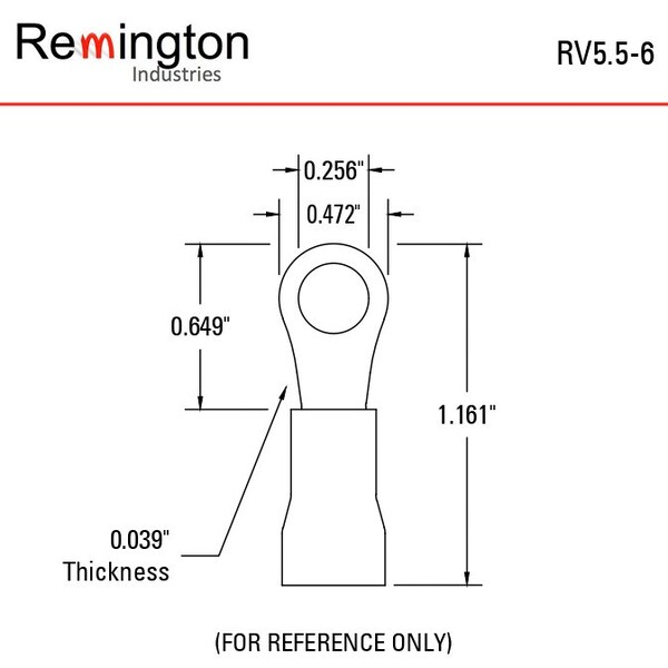 Terminales de anillo Remington Industries, aislados con PVC, cable de 10-12 AWG, tamaño de tornillo de 1/4 pulgadas, color amarillo, 100 piezas - RV5.5-6-100