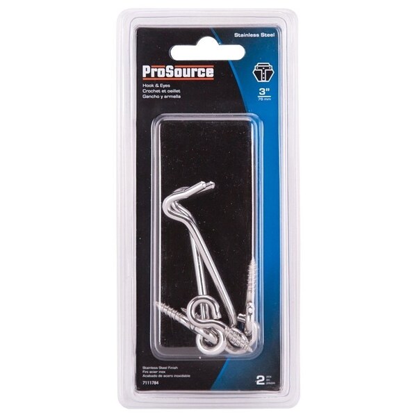 Prosource Gate Hook and Eye, 5/32 in Dia Wire, 3 in L, Stainless Steel - LR-409S-PS