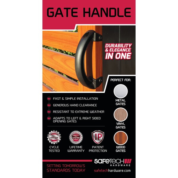 Safetech Hardware 6 in Non-Corrosive Gate Handle, Black - SHDL-150