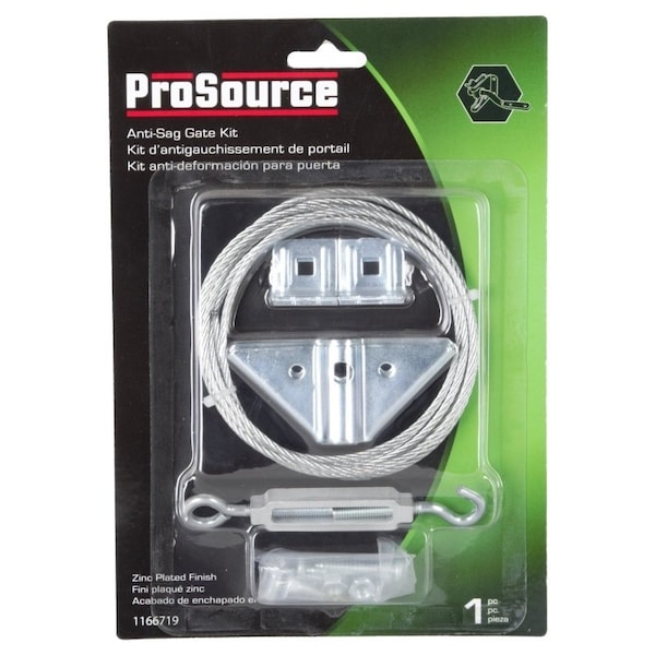 Prosource Anti-Sag Gate Kit, Steel, Silver, Zinc, 18-Piece, For: Outdoor - 33198ZCX-PS