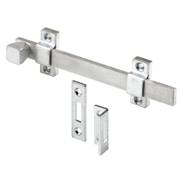 Primeline Tools Surface Bolt, 8 in., Steel, Brushed Chrome Finish, Heavy Duty Construction (Single Pack) - MP4914