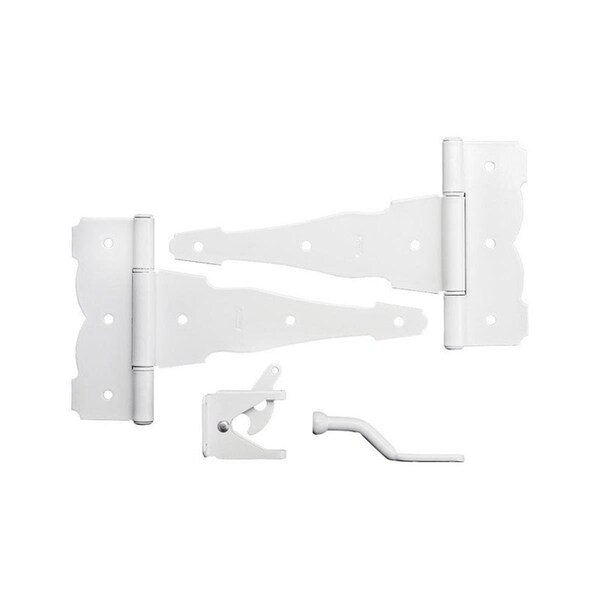 National Hardware 8 in. Decorative White Steel Gate Hardware Kit - 5002264