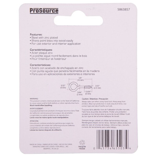 Prosource Gate Hook and Eye, 1/8 in Dia Wire, 1-1/2 in L, Steel - LR-406-PS