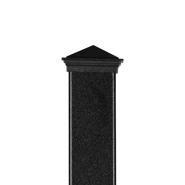 Nuvo Iron Legacy Collection 2in. x 2in. x 8' Iron Fence Post, Powder Coated Textured Black, 96in. Height - SFPTB2296