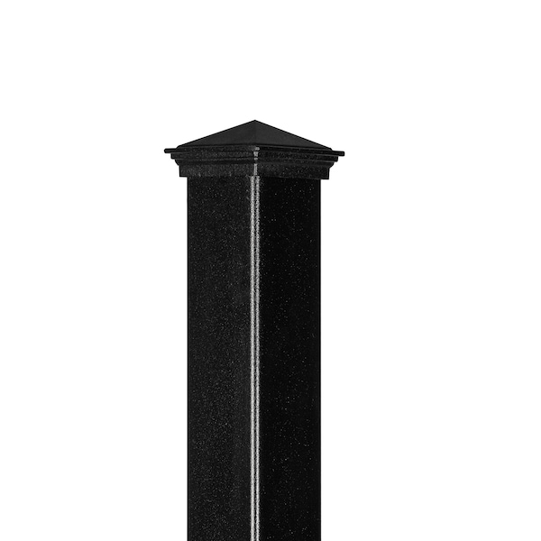 Nuvo Iron Legacy Collection 2in. x 2in. x 8' Iron Fence Post, Powder Coated Textured Black, 96in. Height - SFPTB2296
