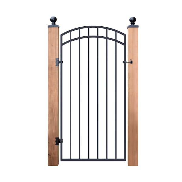 Nuvo Iron 33 in x 68 in DIAMOND TOPPED ORNAMENTAL IRON GATE - GGI0440/RG02/AG03