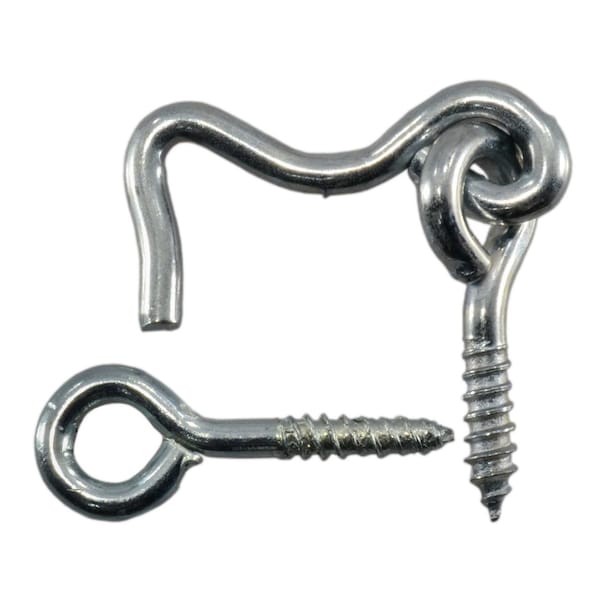 Midwest Fastener 1/8" x 1" Zinc Plated Steel Gate Hooks & Eyes 20PK - 60481